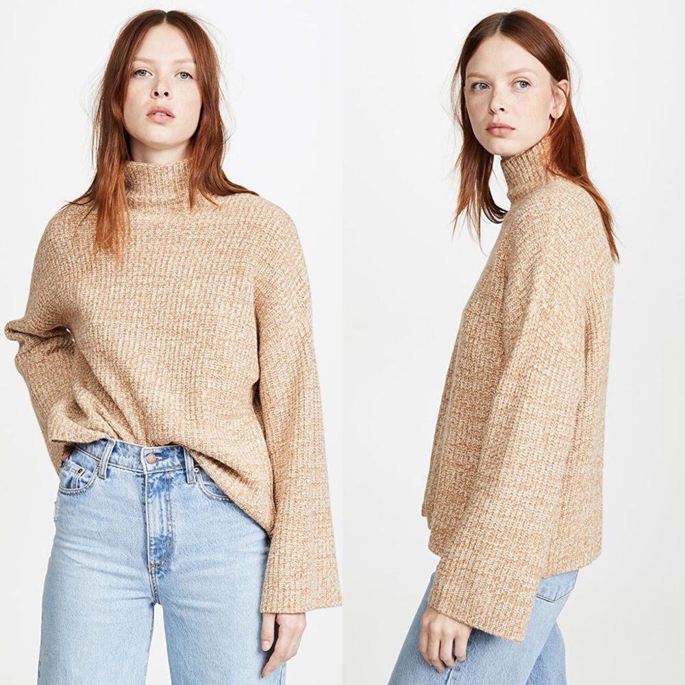 REFORMATION FERN TAN KNIT PULLOVER SWEATER SIZE L - Picture 2 of 5